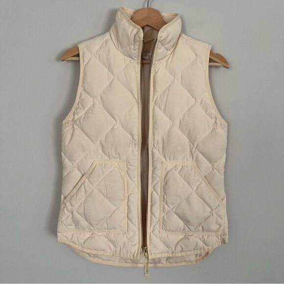 J. Crew Factory Down Cream Quilted Puffer Vest, Size XXS - Picture 2 of 13